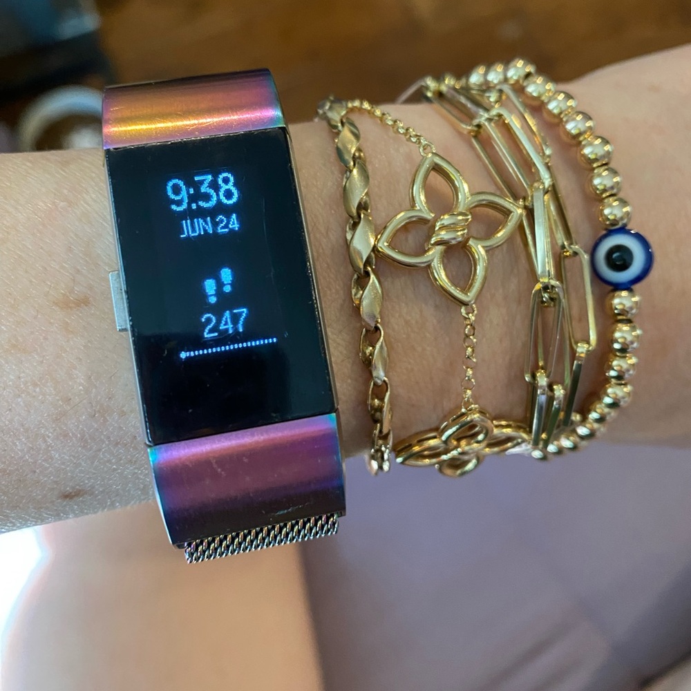 Rainbow Metallic Fitness Tracker with Charger